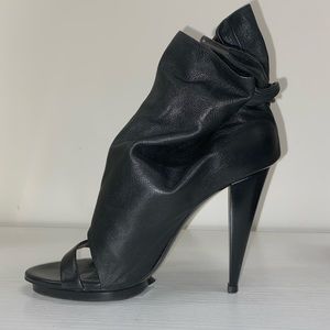Black Balenciaga Peep Toe Bootie